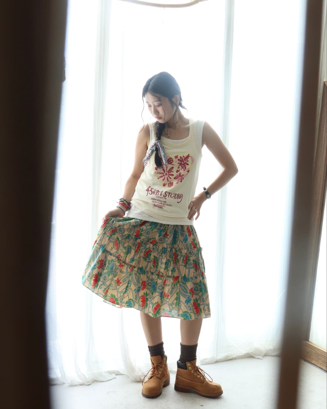 [Marc Jacobs] Green Floral Tiered Skirt 상품이미지3