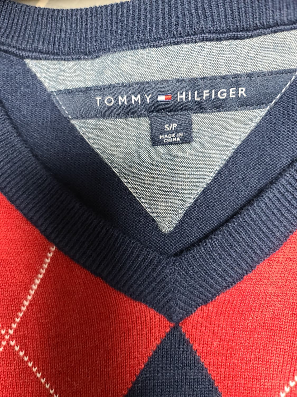 타미힐피거 아가일 V넥 니트 S 55적당 상품이미지6