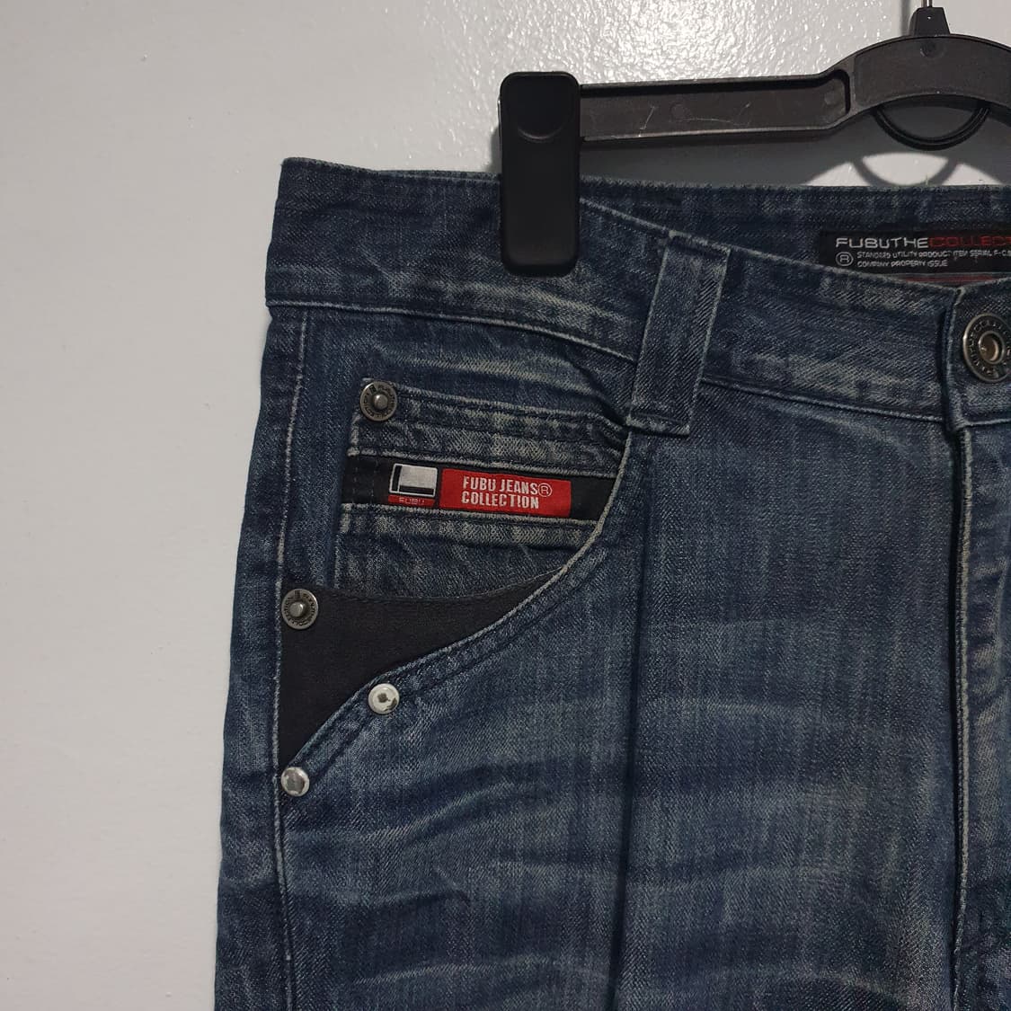 Fubu 후부 레터링 와이드 워싱 데님 팬츠 청바지 중청 Y2K 32인치 상품이미지2