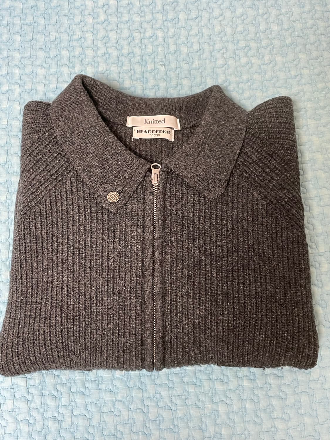 비얼디드키드x니티드 카라 집업 니트 L 상품이미지5