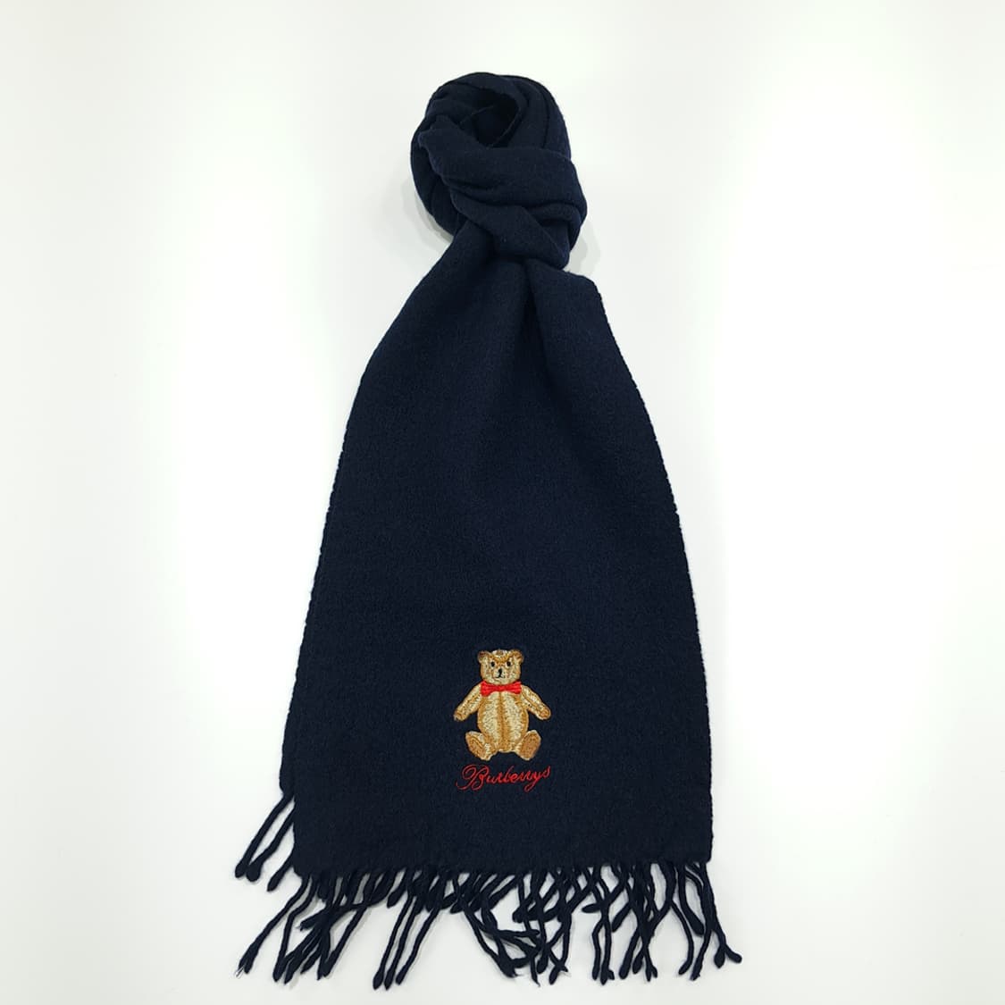 MX268 버버리 90s 베어 자수 램스울 목도리 머플러 상품이미지1