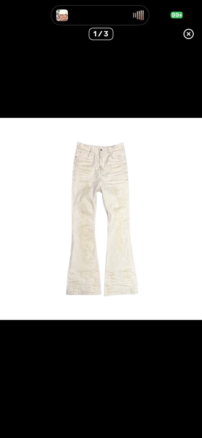 언더마이카 글레이셜 벨베틴 플레어드 진 아이보리 상품이미지1