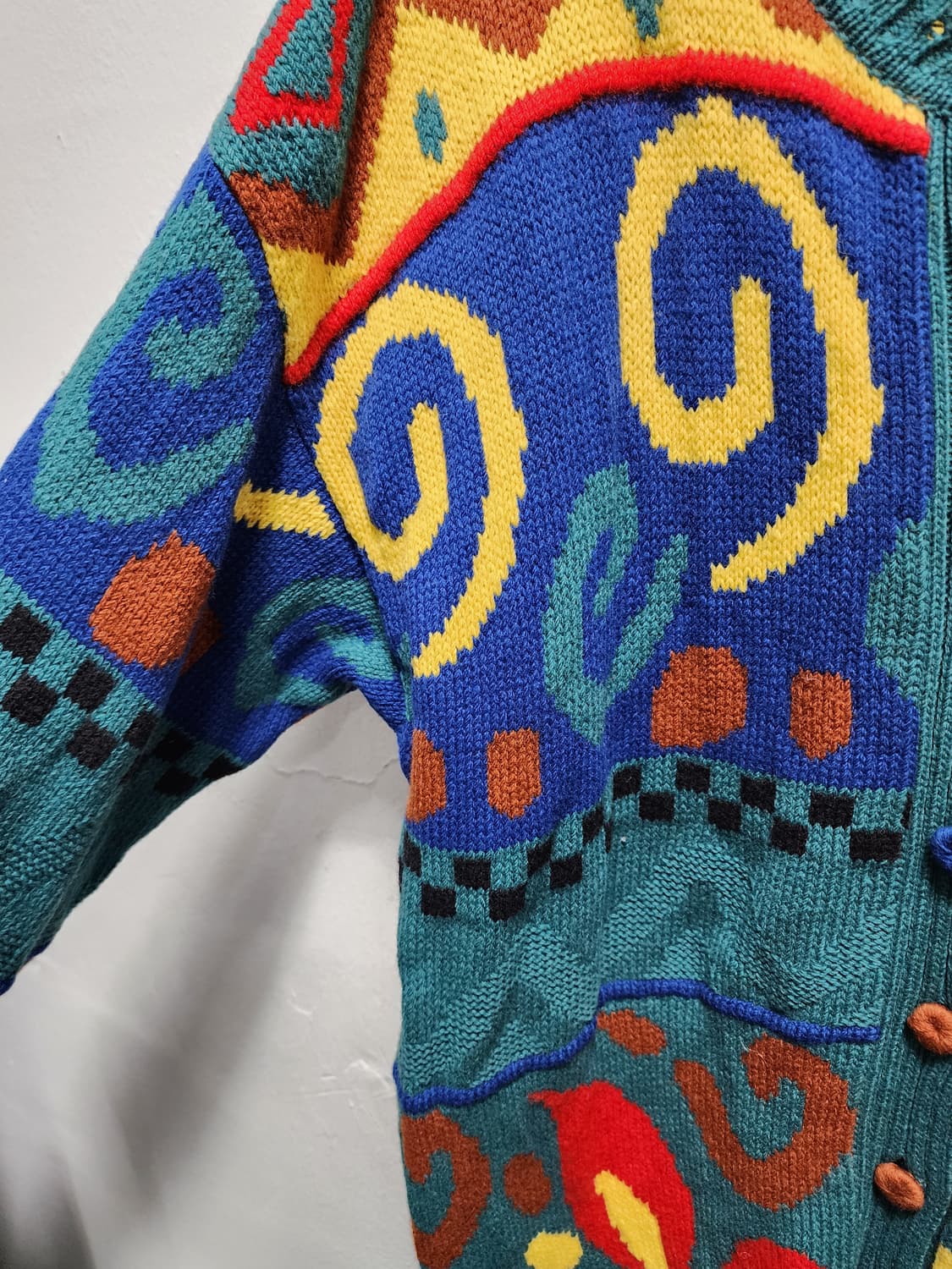 뉴질랜드 빈티지 100wool 패턴 니트 가디건 상품이미지3