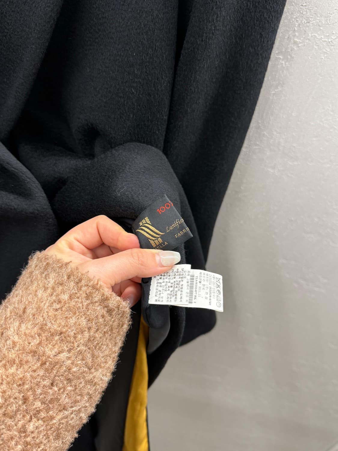 TIME 타임 캐시미어 100% 블랙 코트  상품이미지7