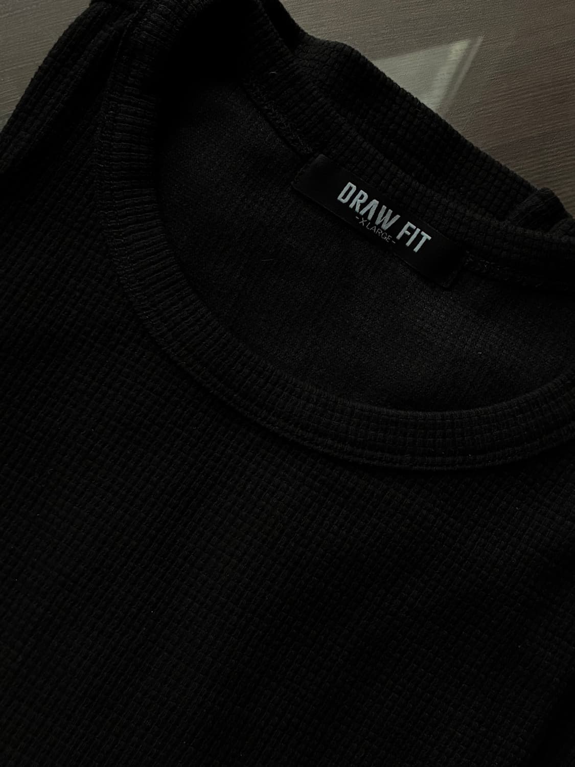 (XL) 드로우핏 와플 라운드 롱슬리브 긴팔 티셔츠 [BLACK] 판매 상품이미지10