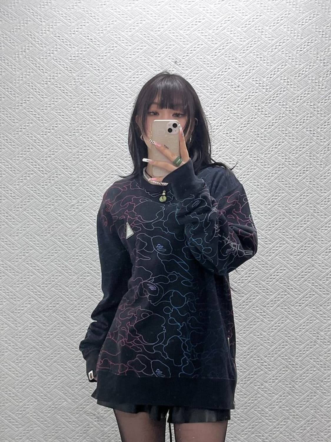 베이프 AAPE 스트릿 펑크 지퍼 레인보우 사루 맨투맨 XL C11067 상품이미지2