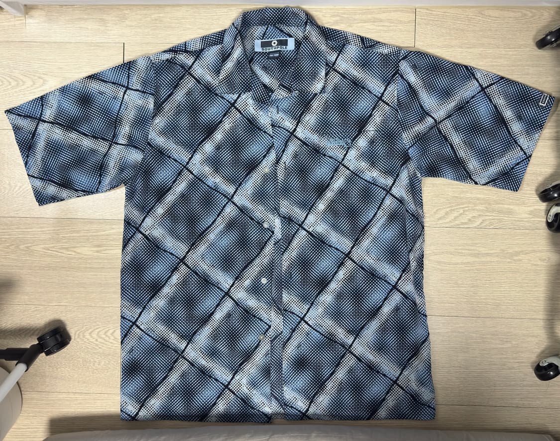 90s 사우스폴 레이온 반팔 셔츠 블루 L 한국제 상품이미지1