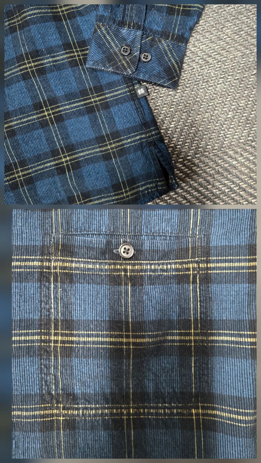 코오롱스포츠 남성 코듀로이 체크 셔츠 TLSXW21521DBU 상품이미지4