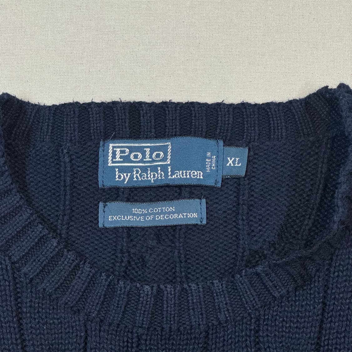 XL) 폴로 랄프로렌 케이블 꽈배기 라운드넥 니트 네이비 상품이미지6