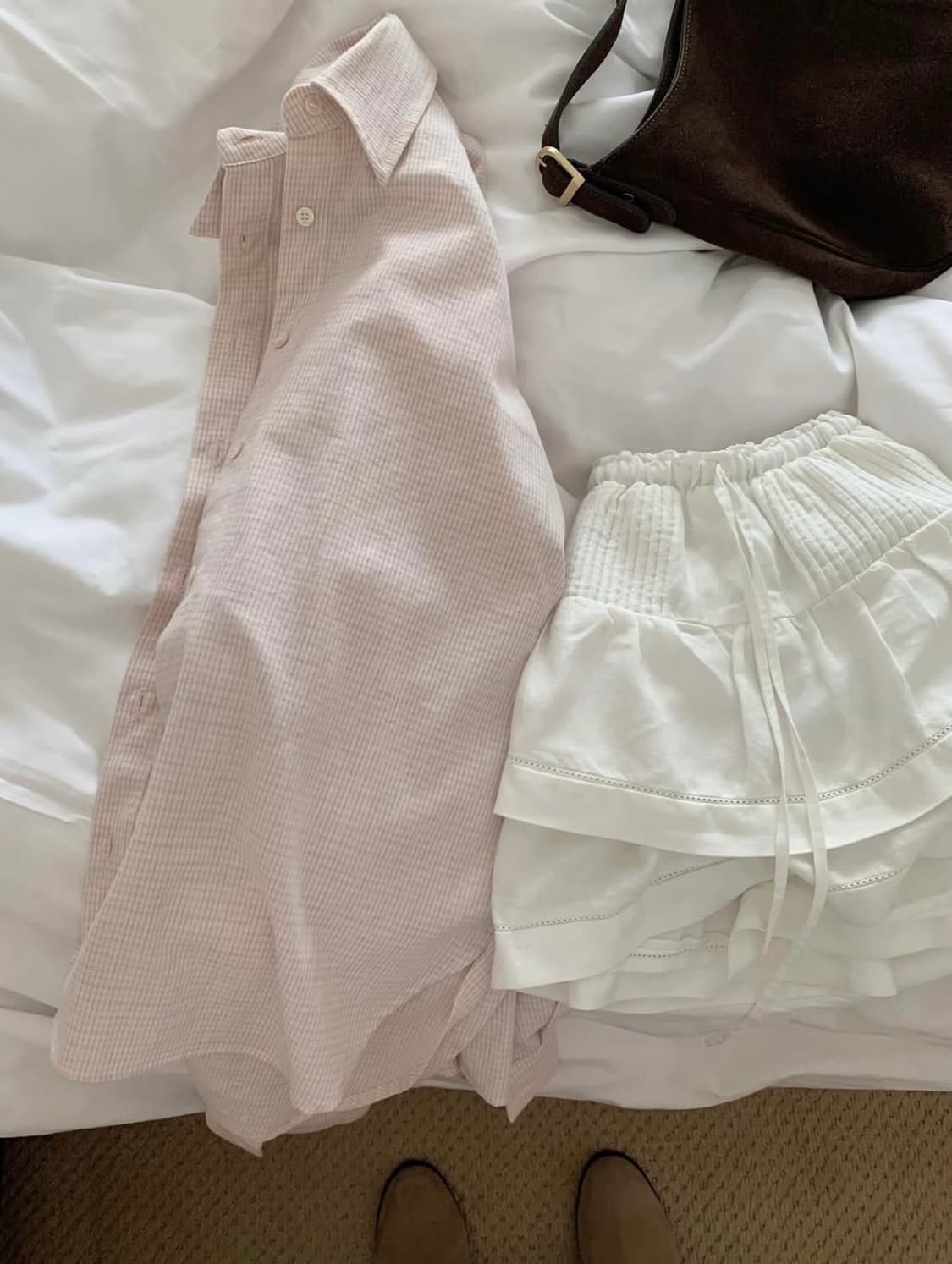 [택O 새제품] 더위시리즈 리아 체크 셔츠 핑크 상품이미지6