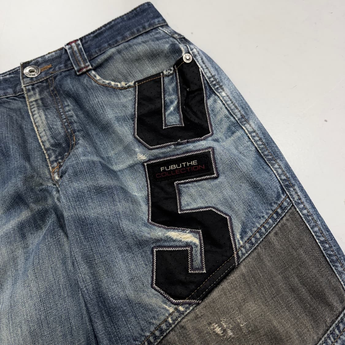 FUBU 후부 올드스쿨 힙합 워싱 와이드 데님팬츠 상품이미지5