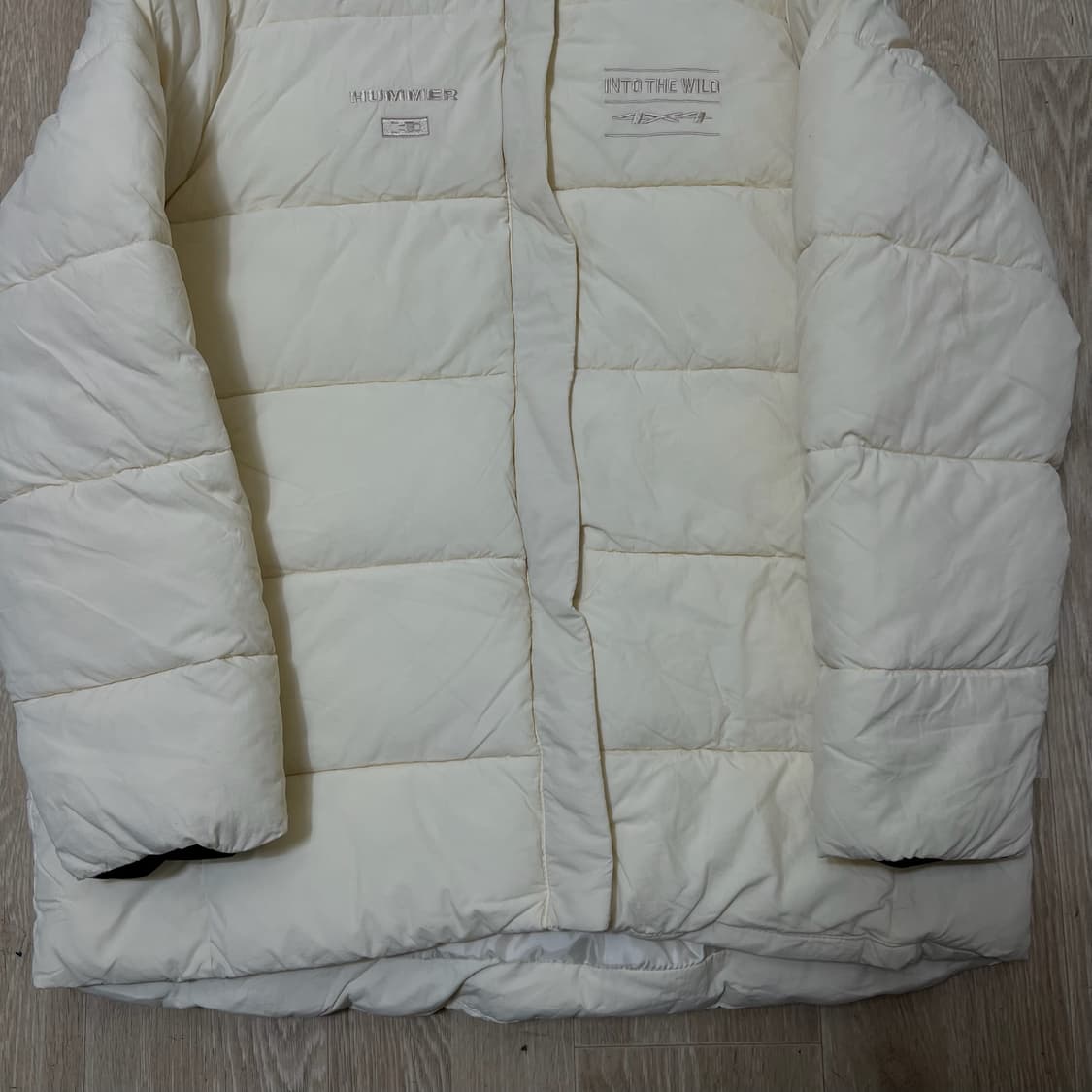 험머 남성 로고 화이트 후드 패딩 XL/105  상품이미지3