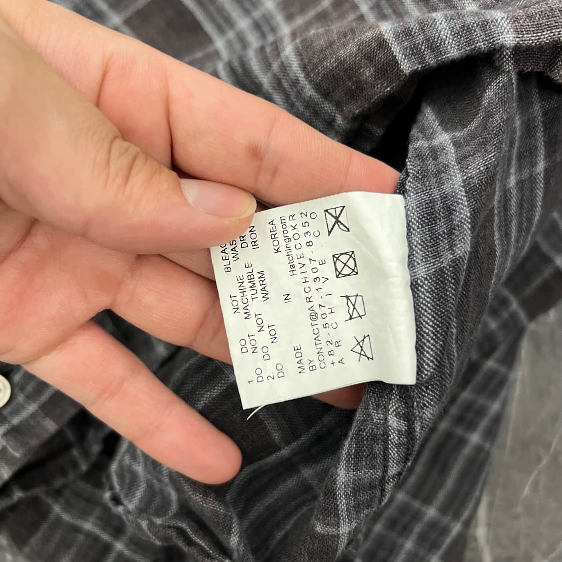 해칭룸 오버 다이드 린넨 체크 셔츠 상품이미지6