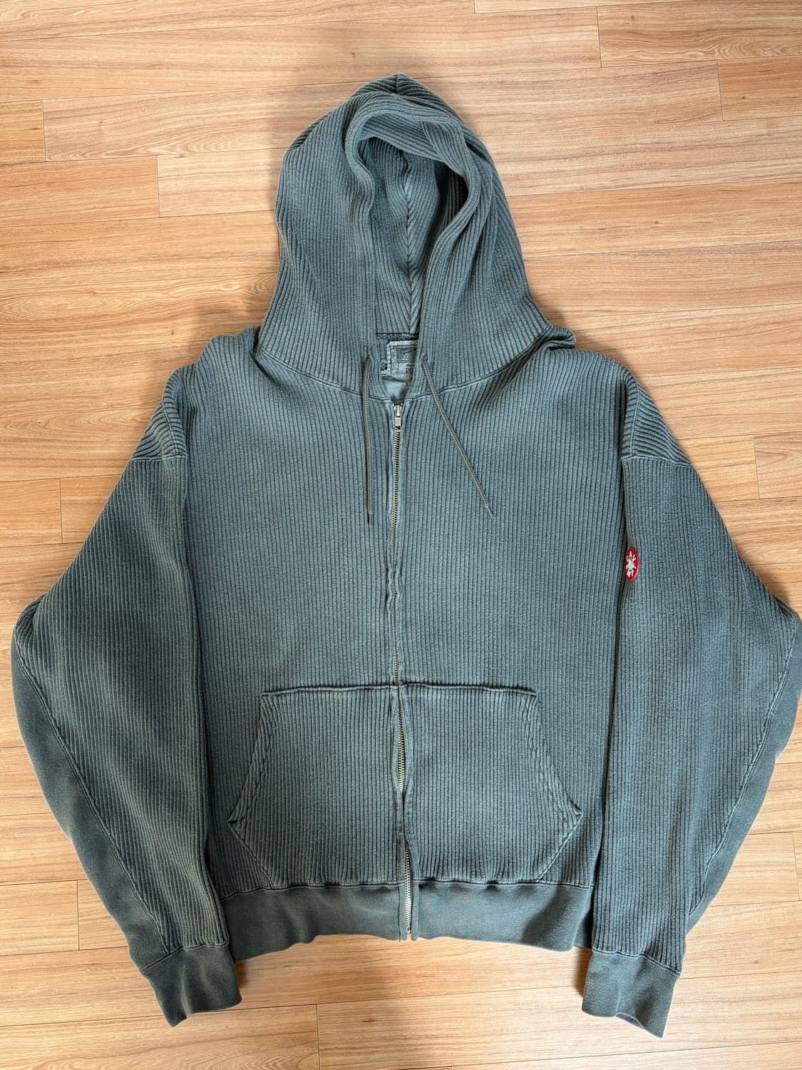 [XL] 카브엠트 오버다이 와이드 립 컷 집 후드 차콜  상품이미지2