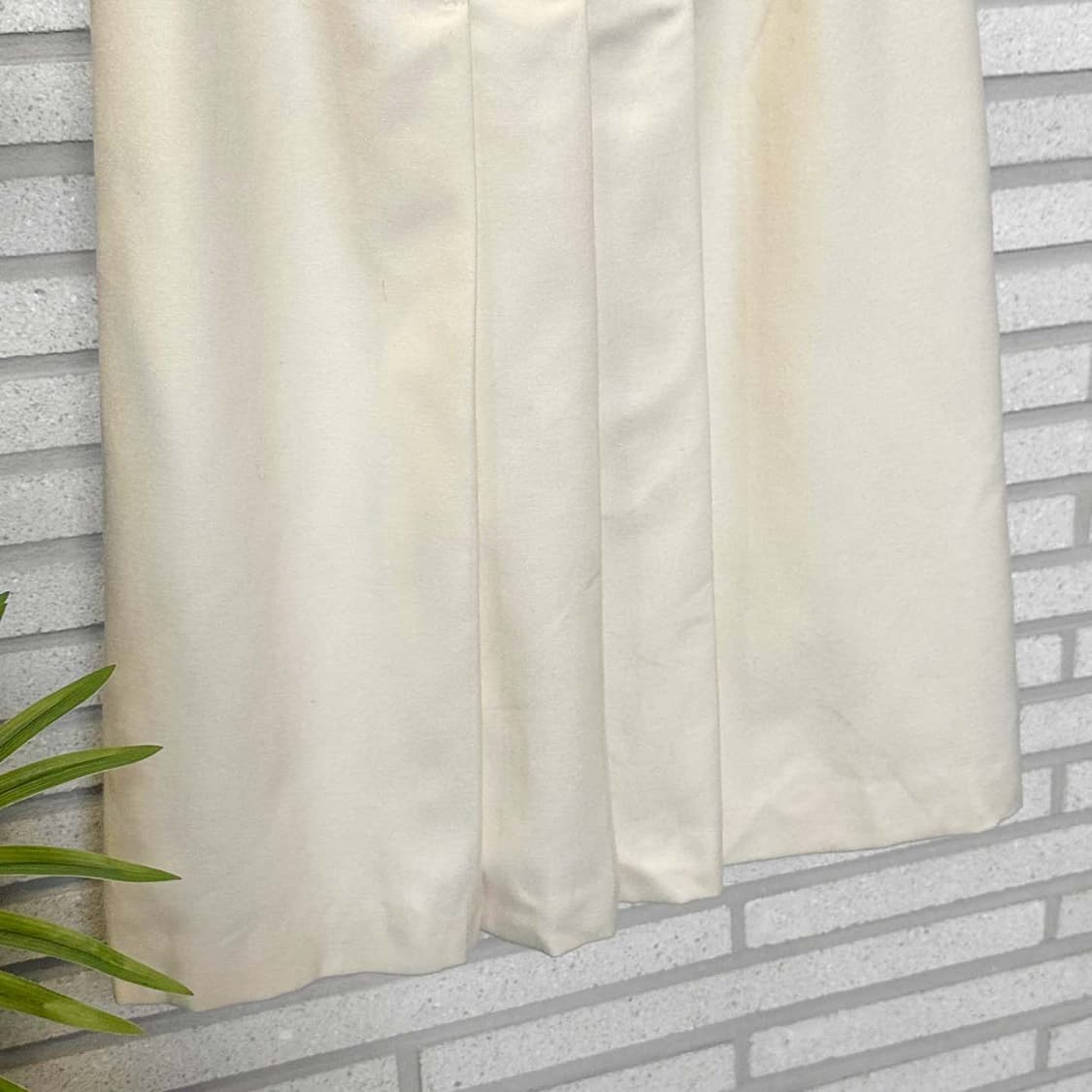 JPN VINTAGE 롱 울 스커트 앞면 핀턱 플리츠 디테일 연노랑 상품이미지5