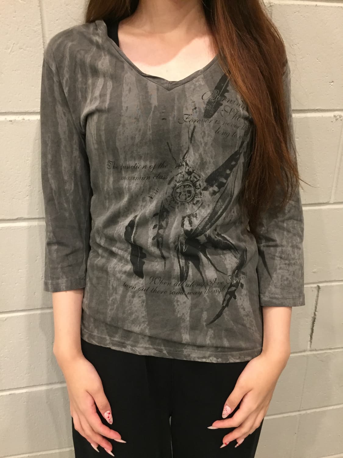 feather printing vkei long sleeve 상품이미지2