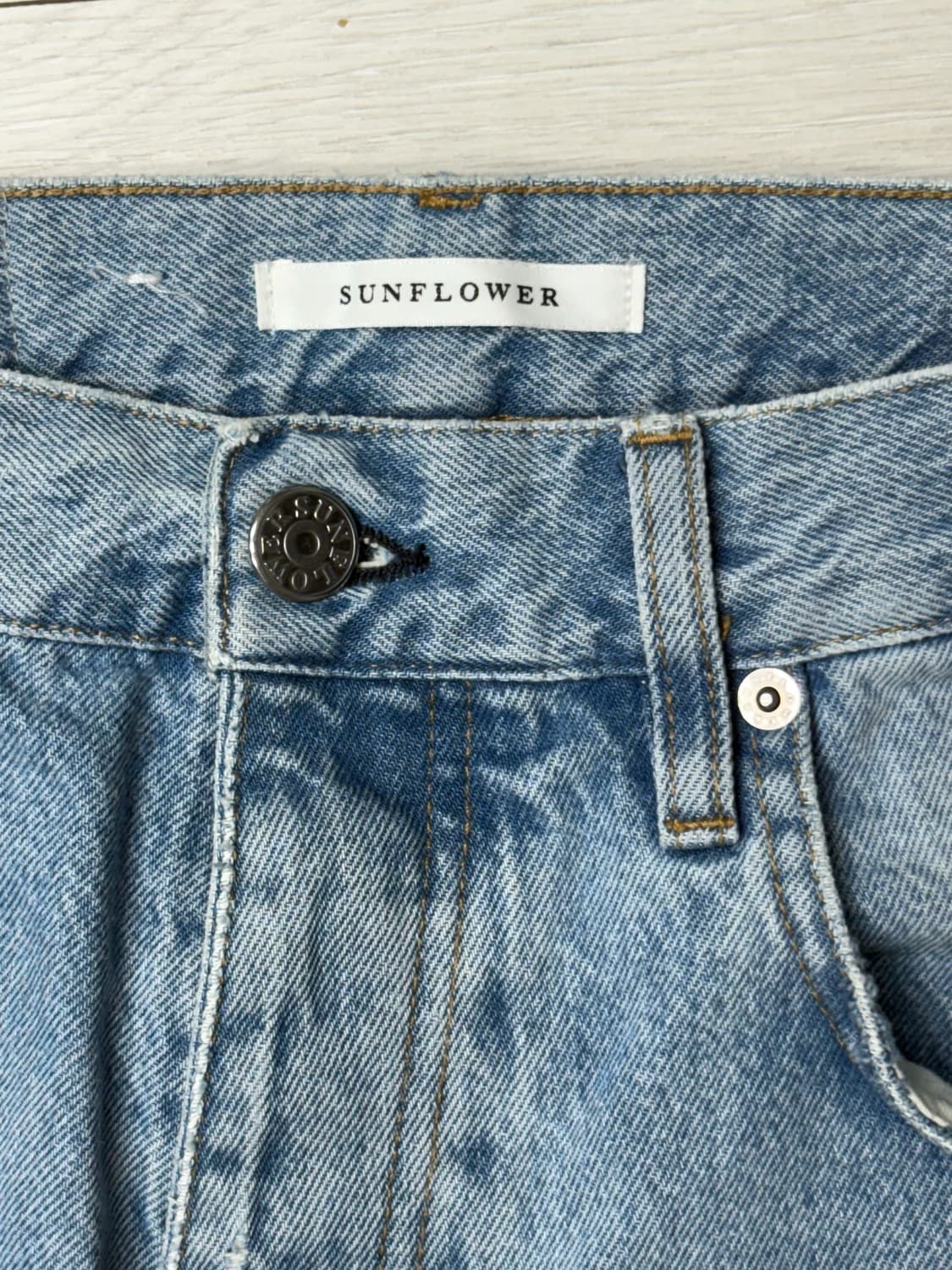 선플라워 와이드 트위스트 데님 팬츠 블루 (31x32) 상품이미지2