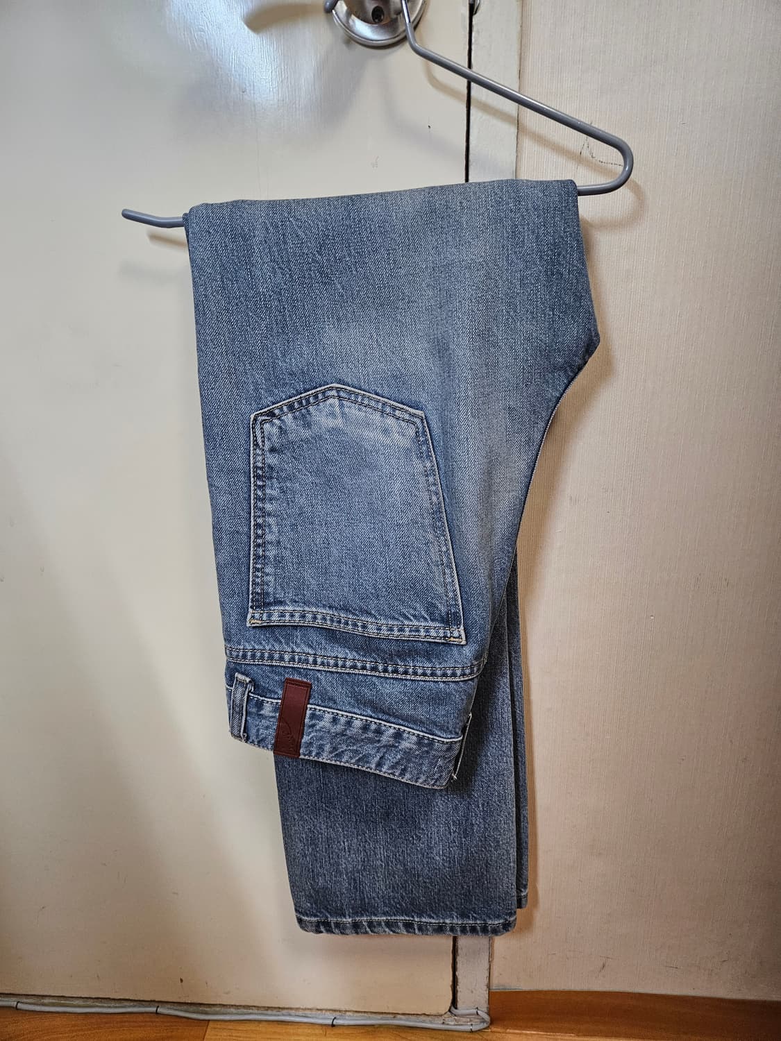 46) 엘무드 테리 워시드 플레어 데님 팬츠 미들 블루 상품이미지2