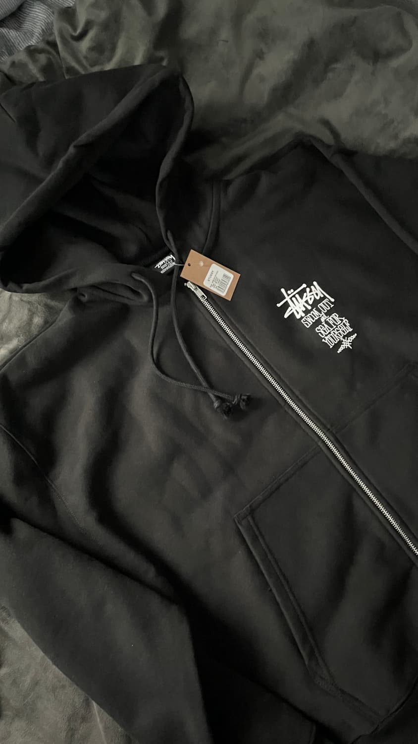스투시 블랙 스윔아웃 후드집업 새상품 택포함 L 상품이미지3