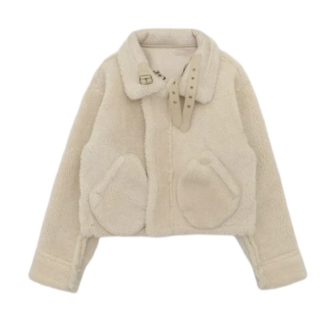 아이보리 무스탕 자켓 상품이미지3