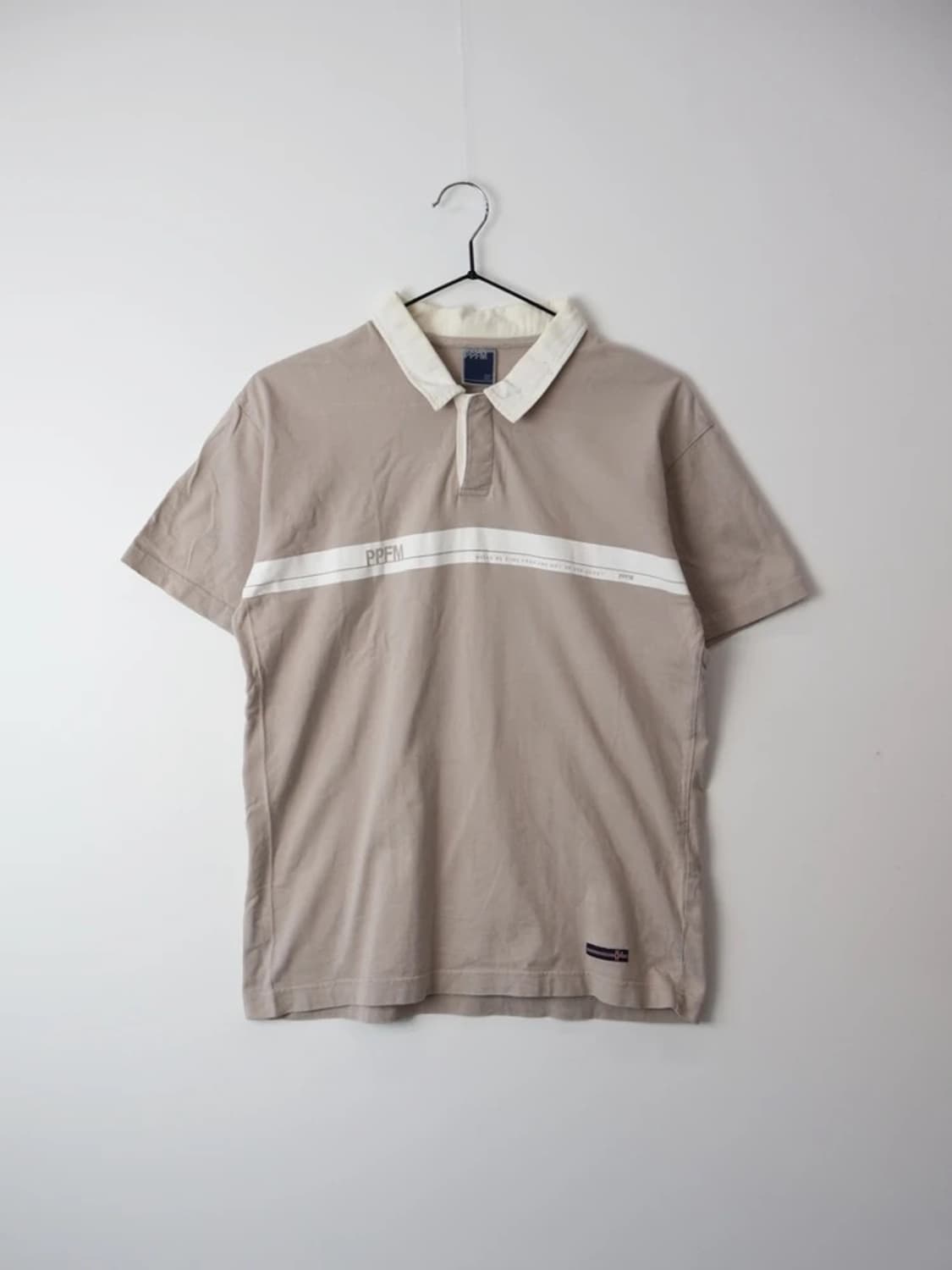 00's PPFM Stripe Line Beige Polo Shirt 상품이미지4