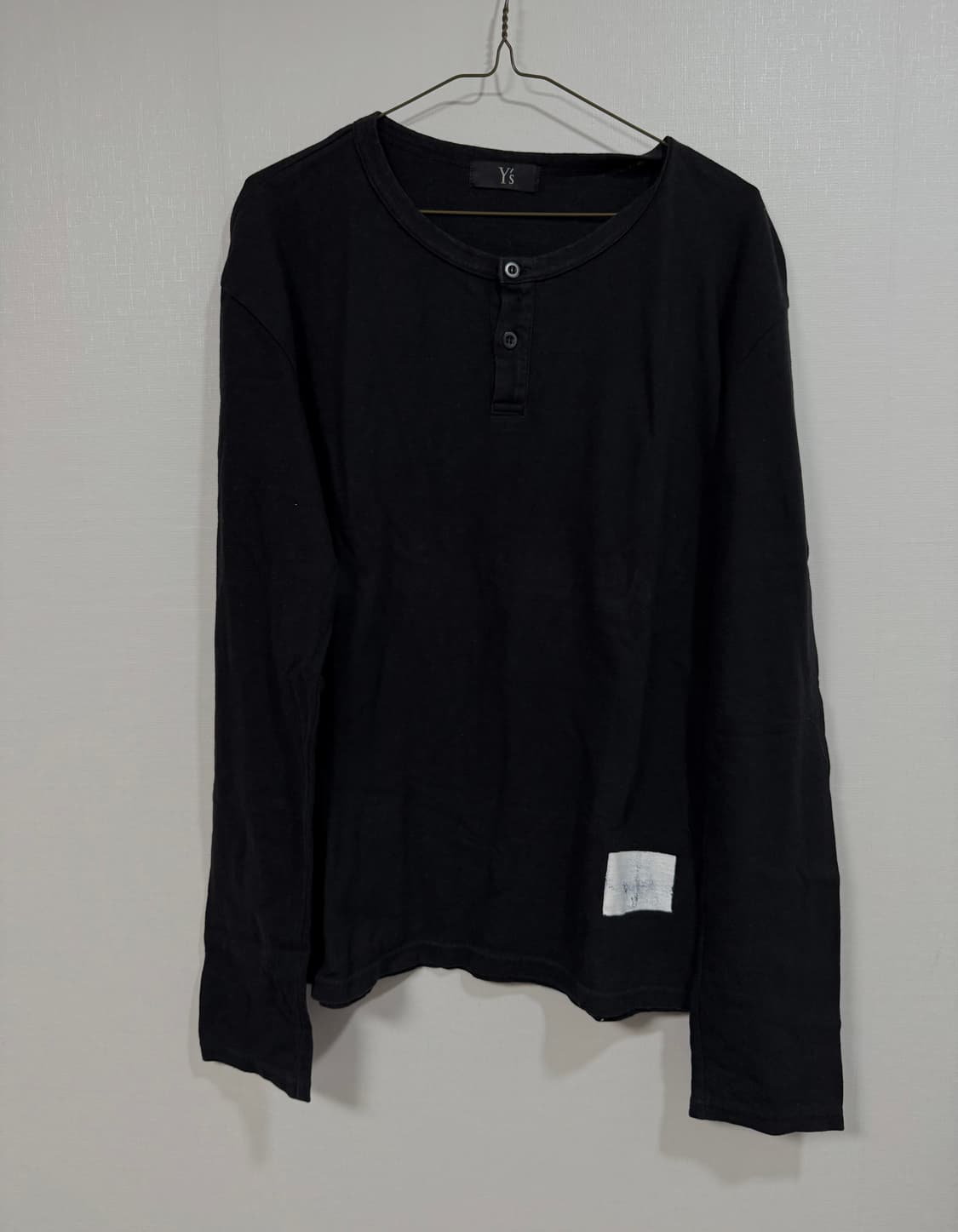 요지야마모토 빈티지 코튼 화이트 패치 헨리넥 롱슬리브 상품이미지2