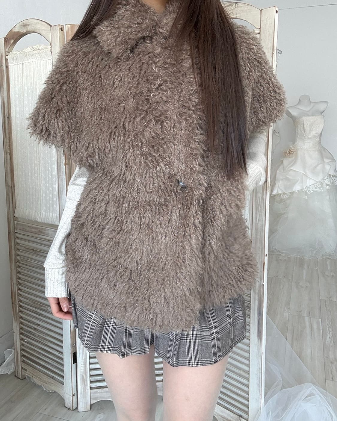Mocha mousse fur half jacket 상품이미지6