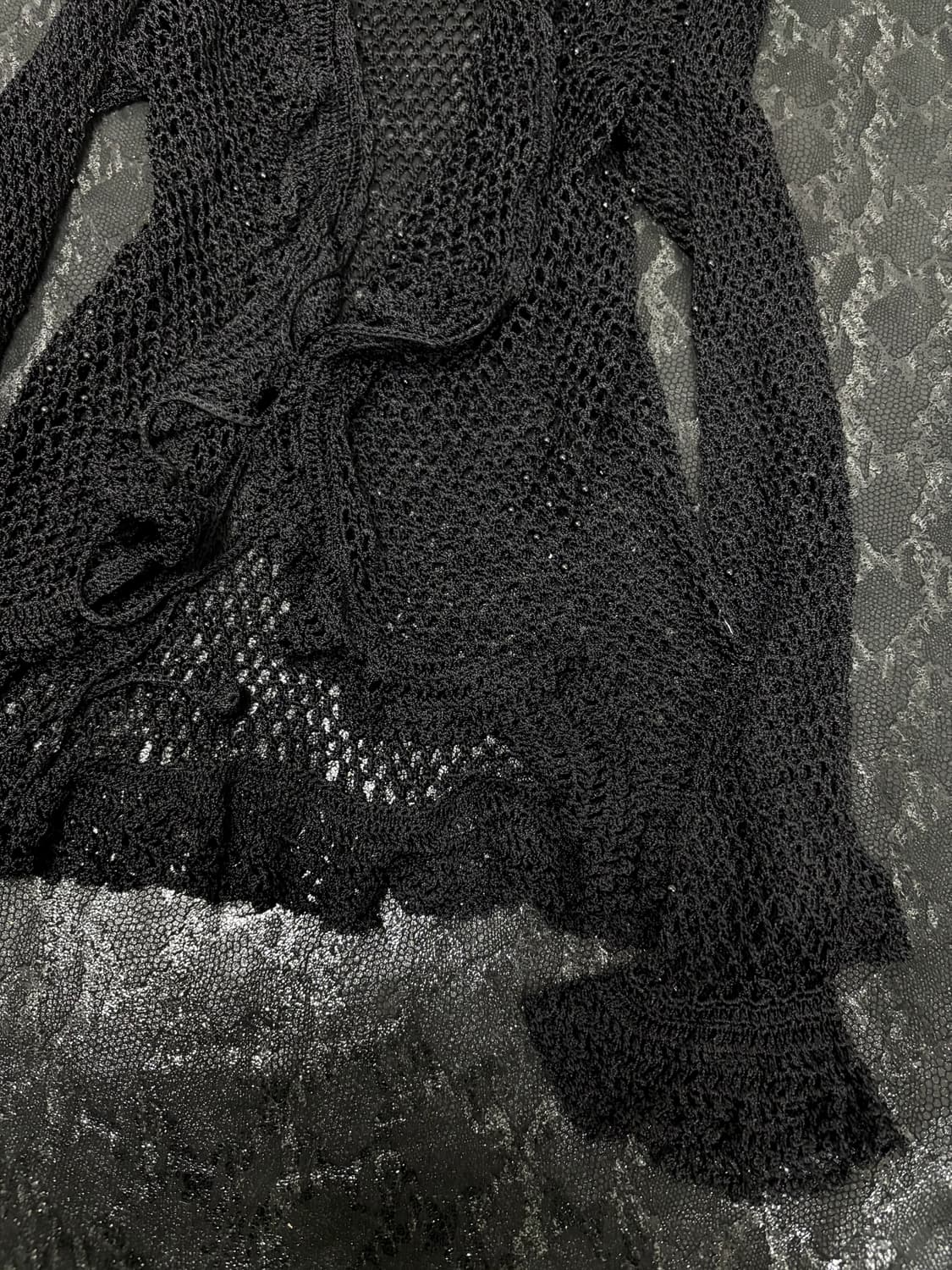 “Vintage”Y2K Mood Black Mesh Cardigan 상품이미지7