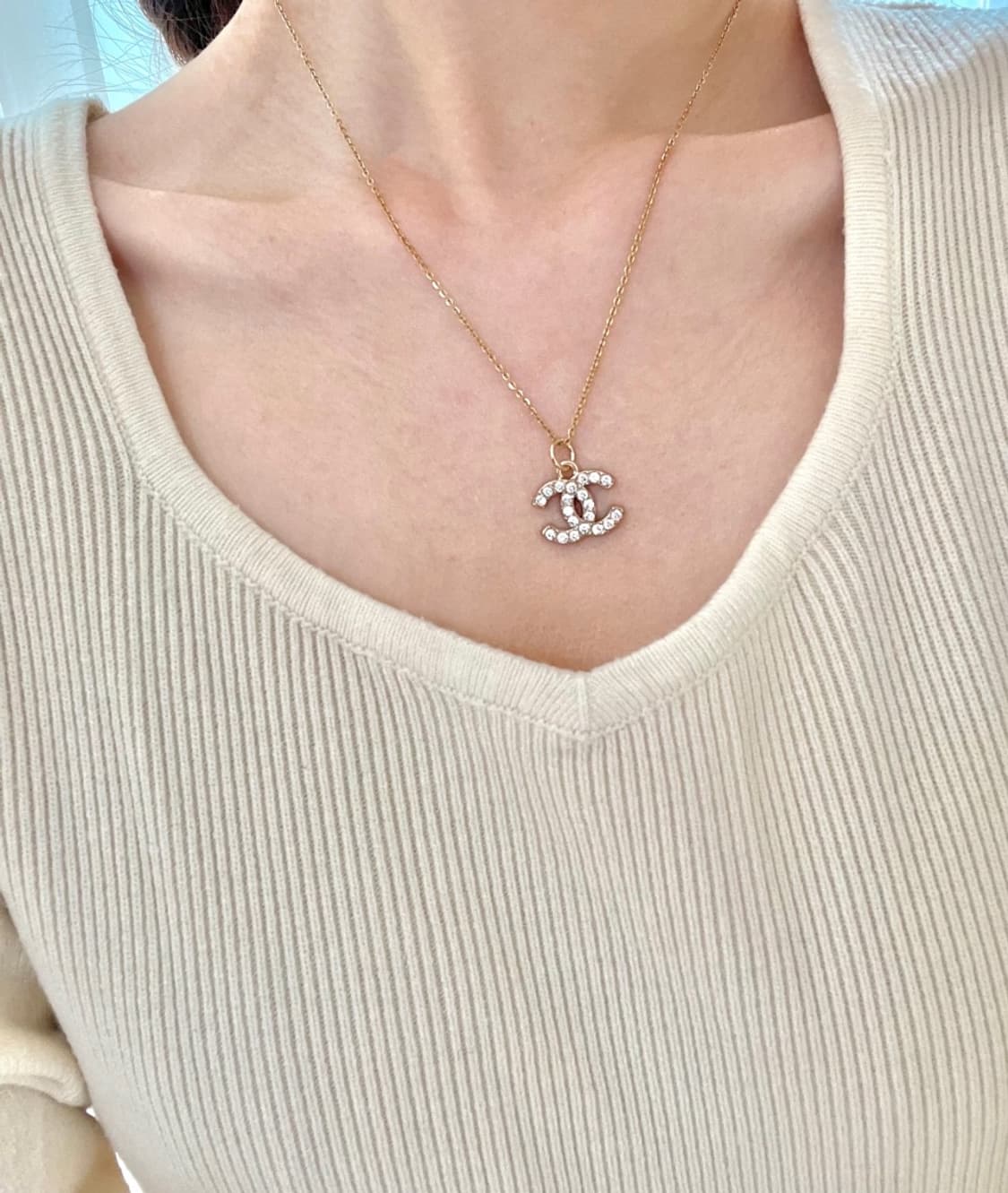 샤넬 로고 큐빅 목걸이 상품이미지2