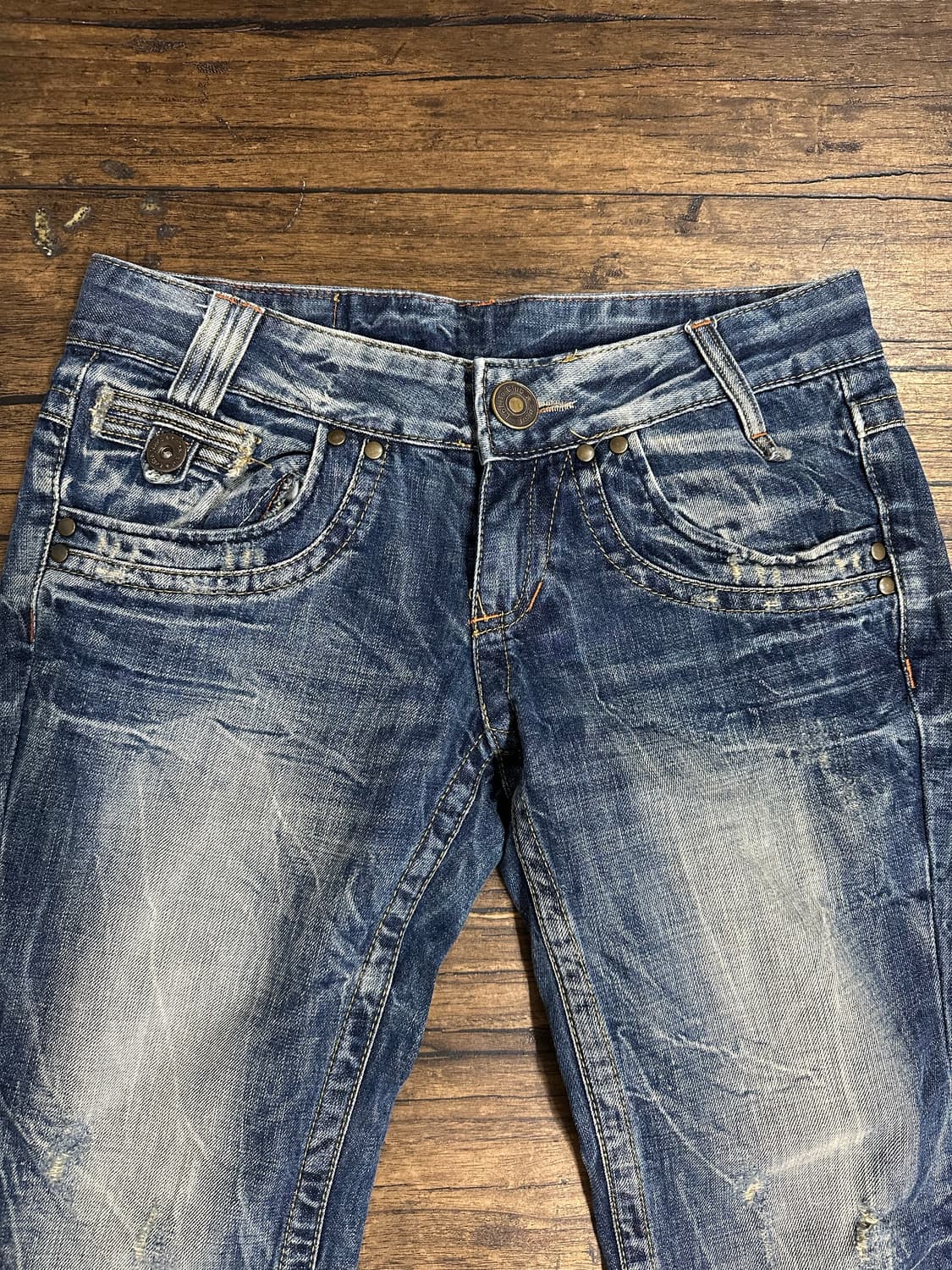 Y2K Lolita denim 워싱 7부 데님팬츠 28사이즈 상품이미지1