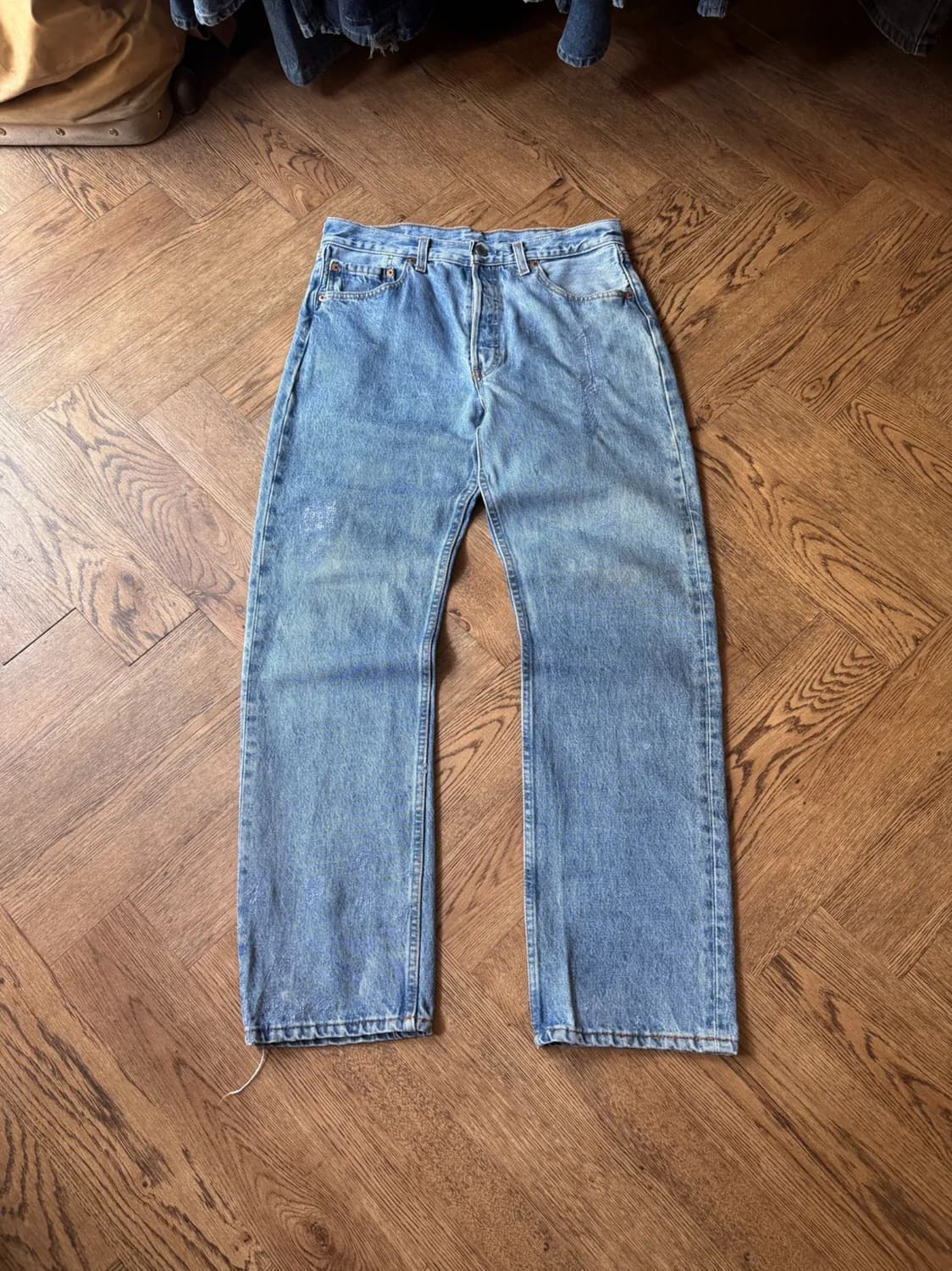 [33]90's 리바이스 Made In USA 501 리페어드 데님 팬츠 상품이미지1