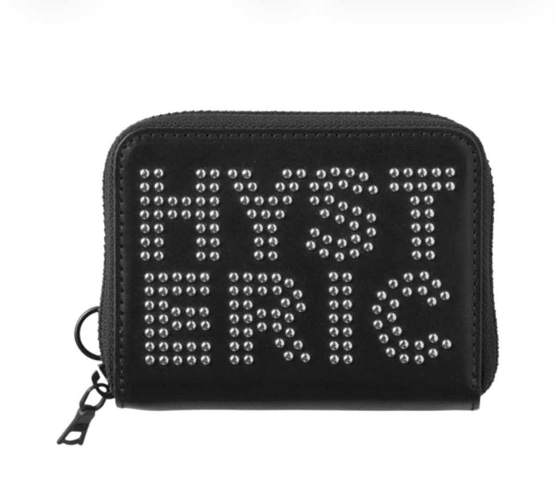 (W) 히스테릭 글래머 로고 스터드 라운드 집 미니 월렛 블랙 상품이미지1