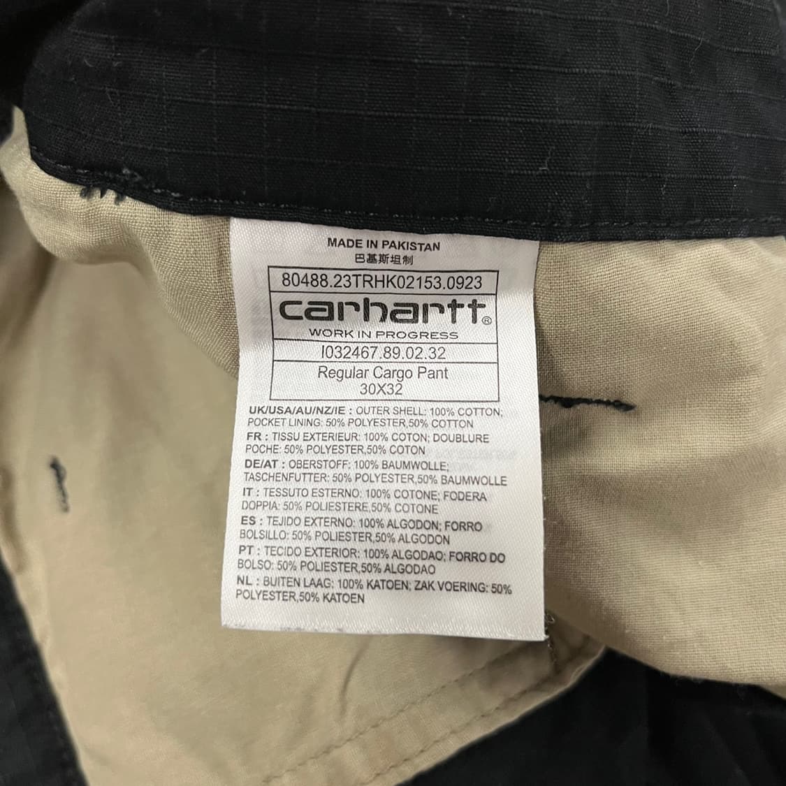 [정품/30x32] 칼하트 레귤러 카고 팬츠 블랙 b19 상품이미지5