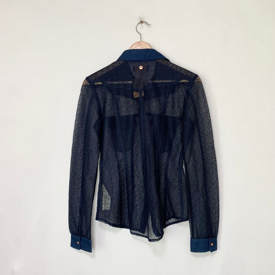 DIESEL 디젤 슬림 라인 시스루 메쉬 포켓 데님 셔츠 빈티지 y2k 상품이미지4