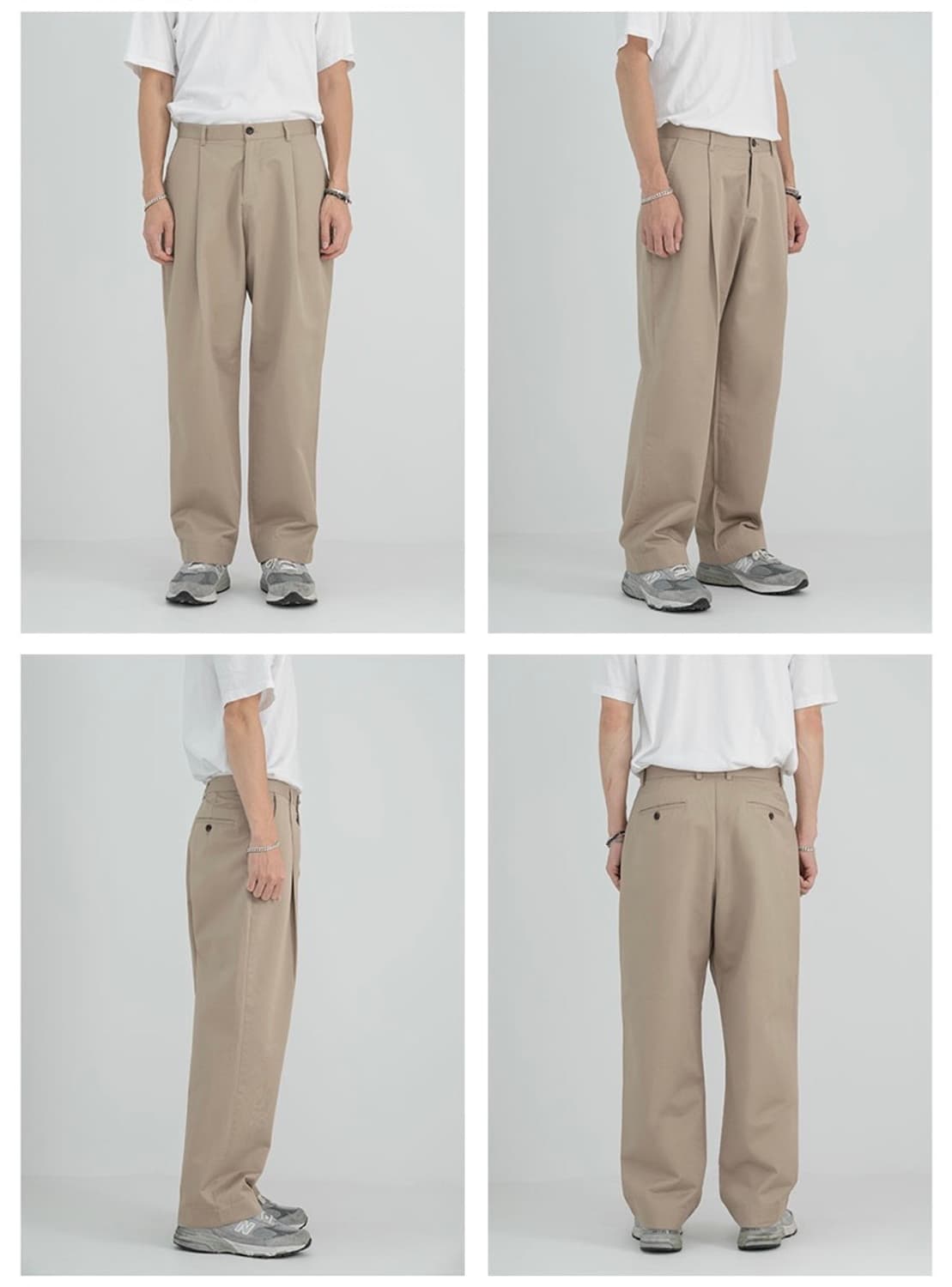 하프크라이즈 치노 원턱 와이드 팬츠 베이지 상품이미지3