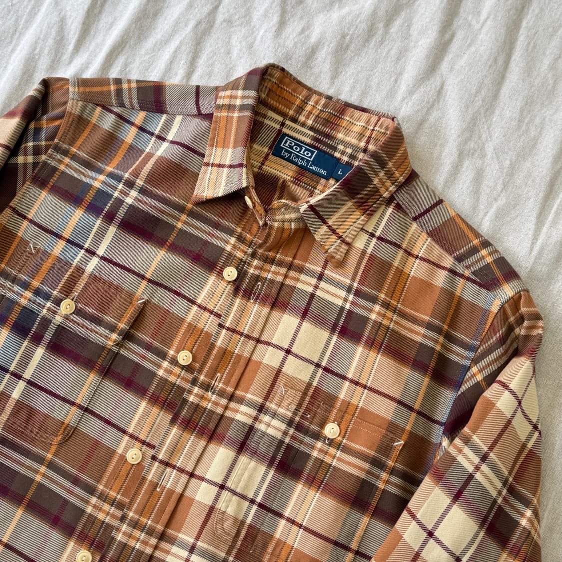 폴로랄프로렌 암패치 브라운 체크셔츠 L 상품이미지2