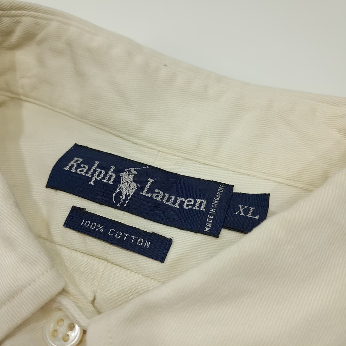 CL925 XL 폴로 90s 싱가포르판 버튼다운 크림화이트 셔츠 남방 상품이미지3