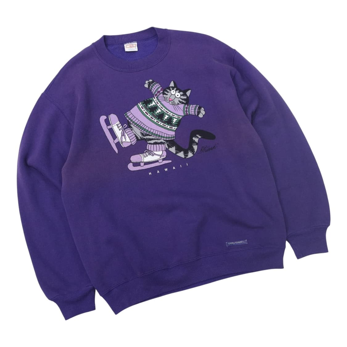 크레이지 셔츠 빈티지 B.Kliban 고양이 퍼플 맨투맨 (M) 상품이미지1