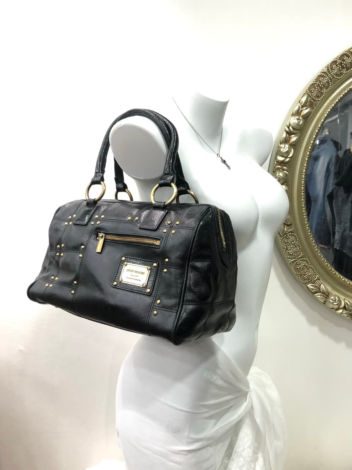 MISSONI black stud leather boston bag 상품이미지1