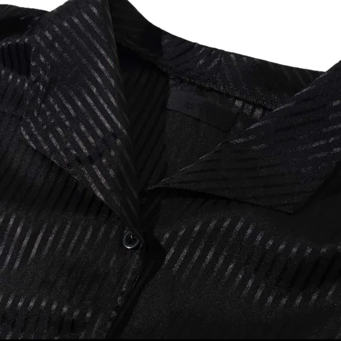 애즈온 스트라이프 새틴셔츠 블랙 상품이미지2