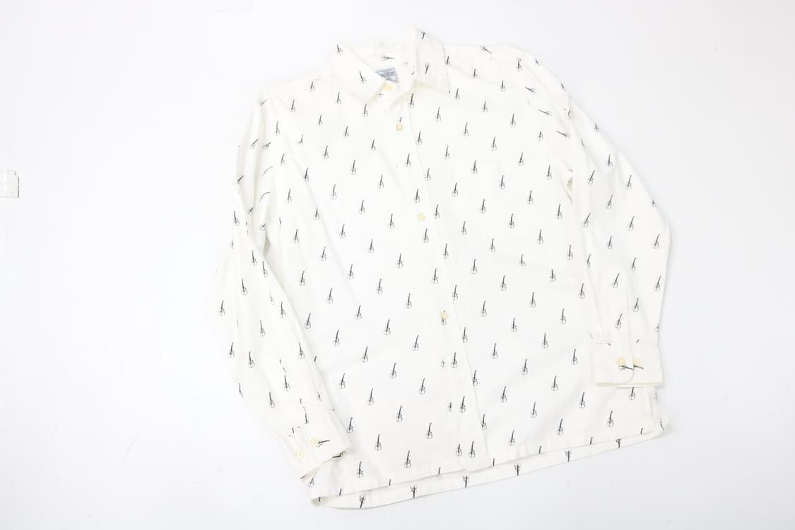 POINTER 포인터 빈티지 기타 올오버 패턴 화이트 셔츠 (M) 상품이미지2