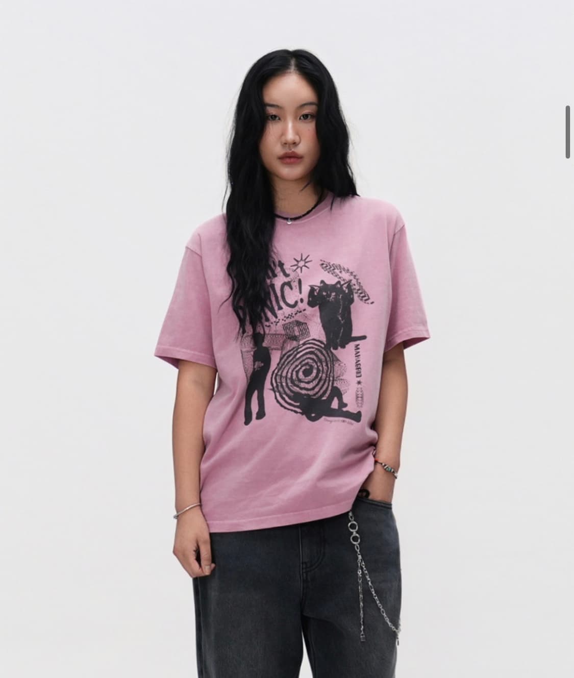 마하그리드 돈패닉 피그먼트 반팔 티셔츠 핑크 상품이미지4