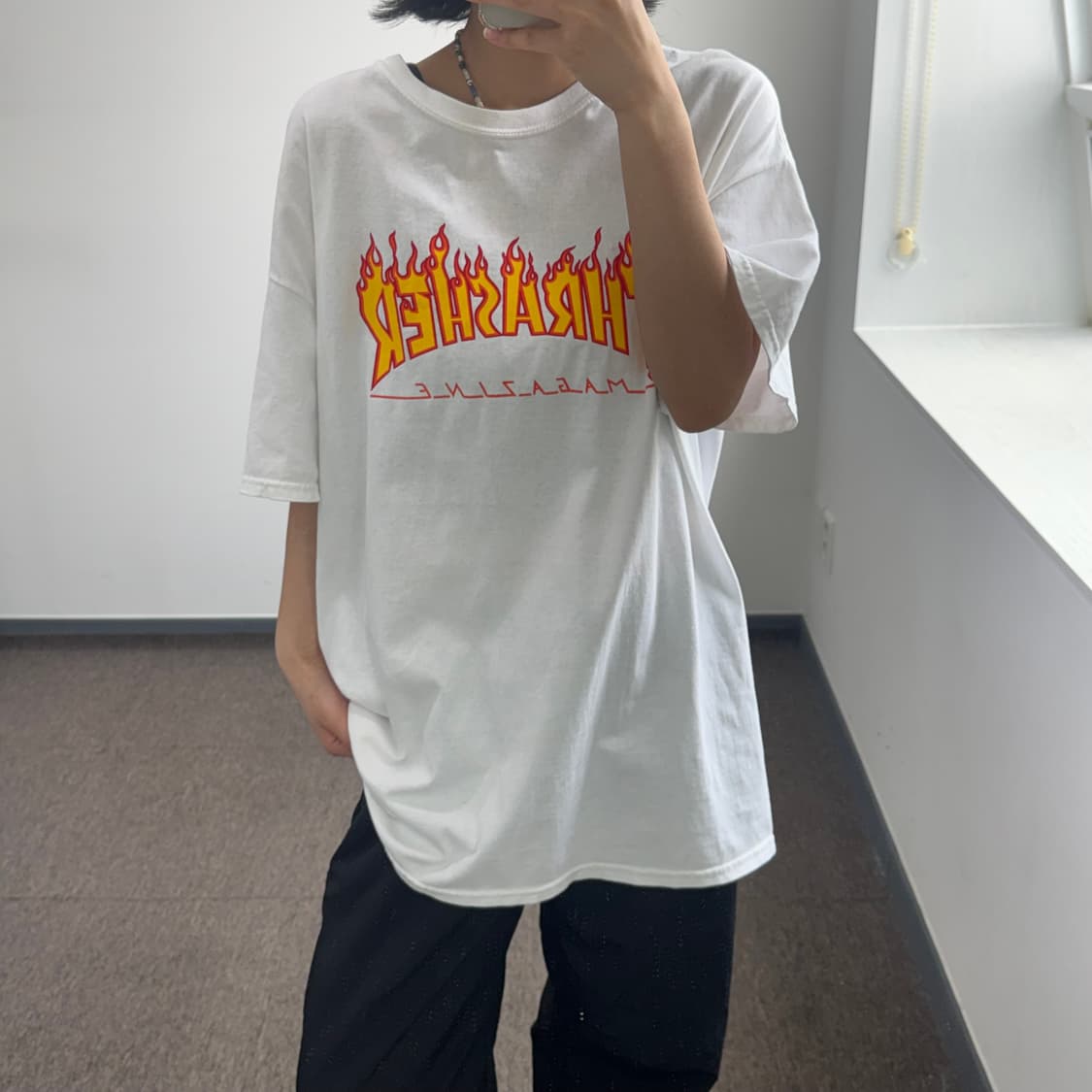 Thrasher 트레셔 로고 화이트 반팔 상품이미지1