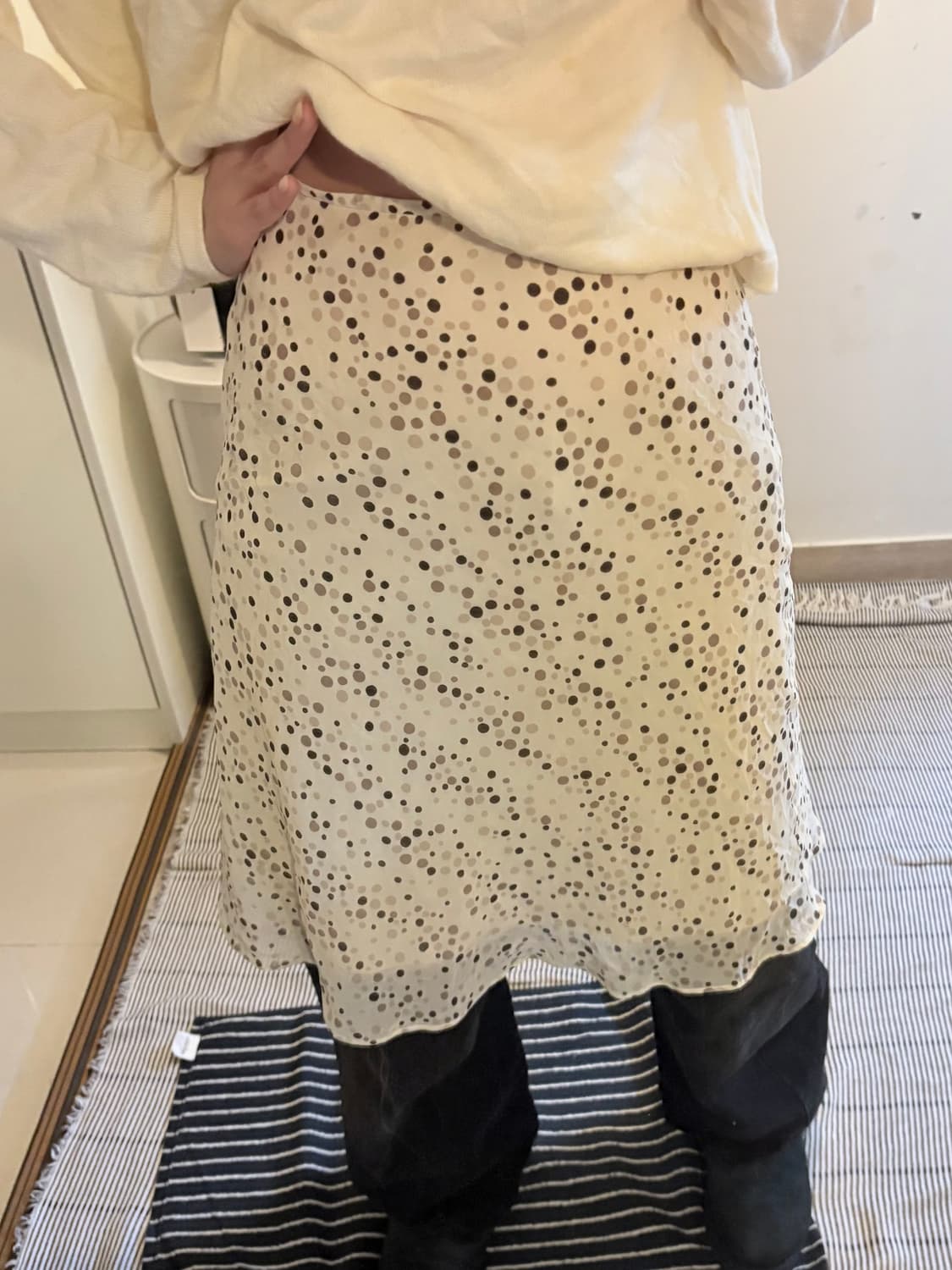 Ivory Polka Dot Japanese Vintage Skirt 상품이미지2