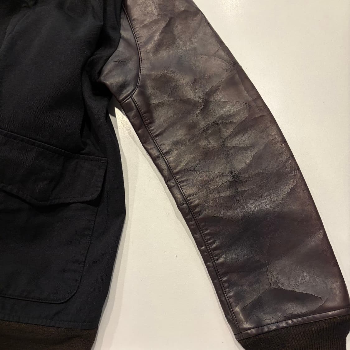 [S] 16s 꼼데가르송 준야와타나베 레더 코튼 블랙 자켓 D889 상품이미지9