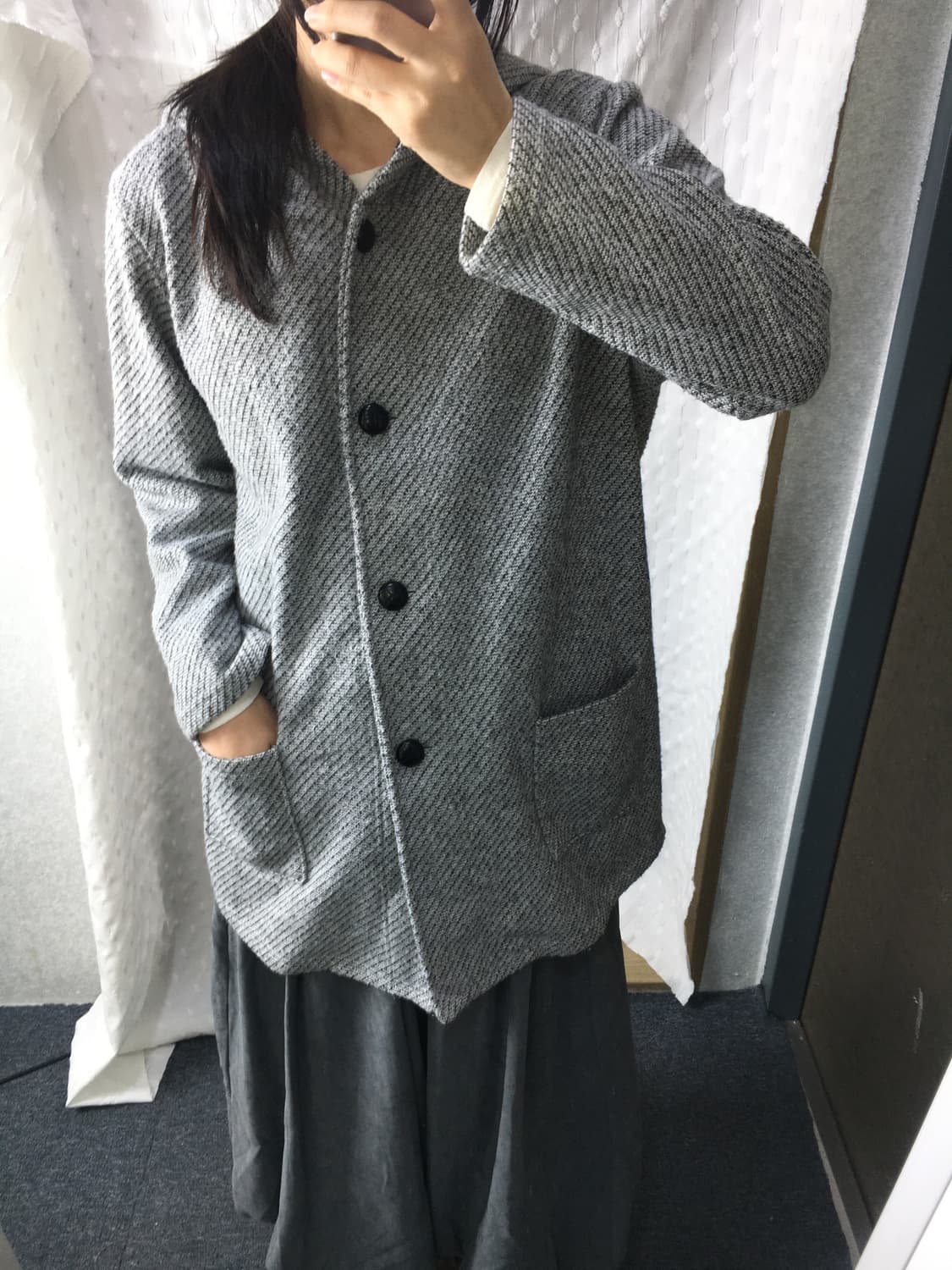 그레이 보카시 후드 코트 상품이미지3