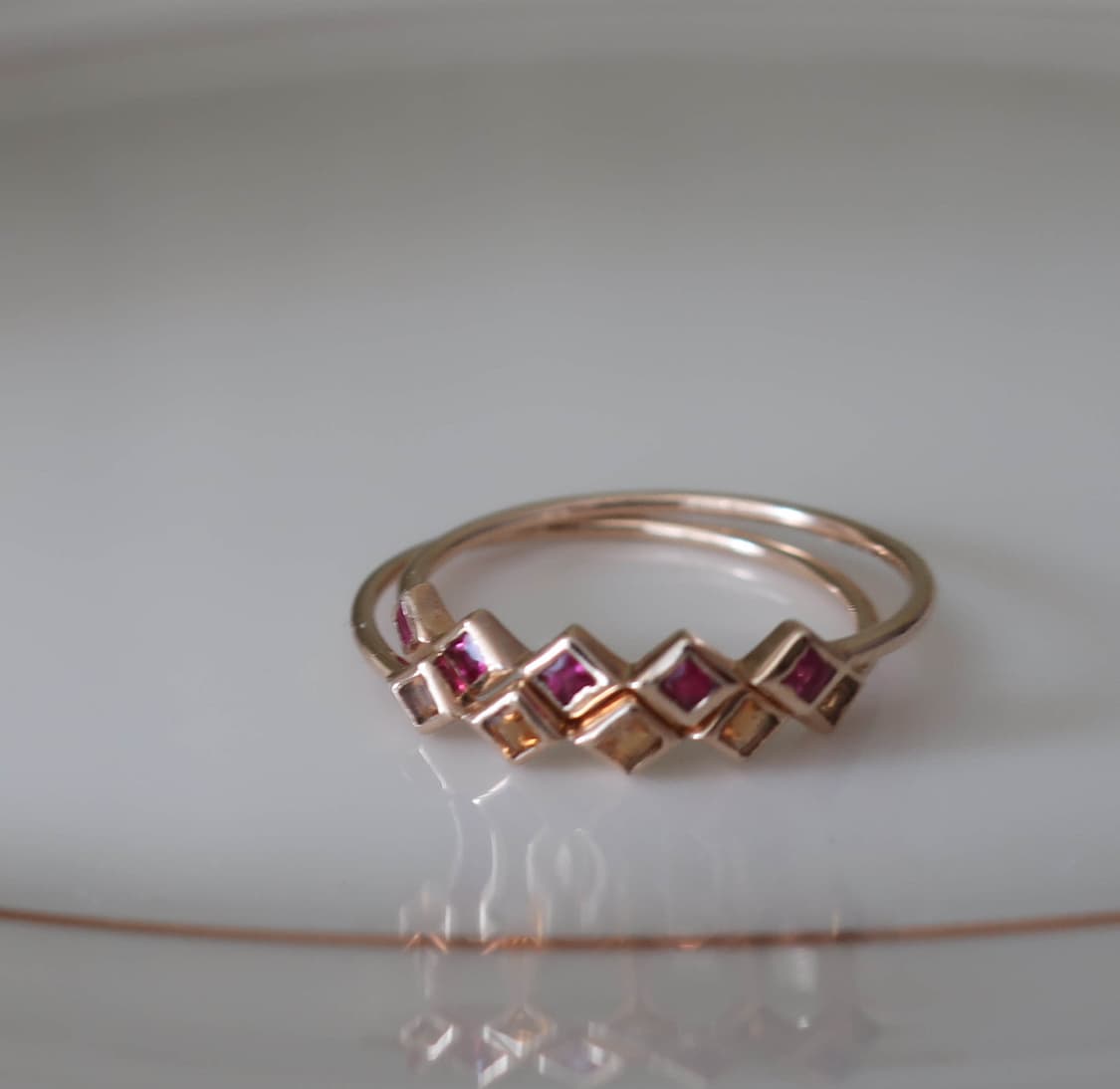 9k 루비/시트린 프린세스컷 반지 상품이미지4