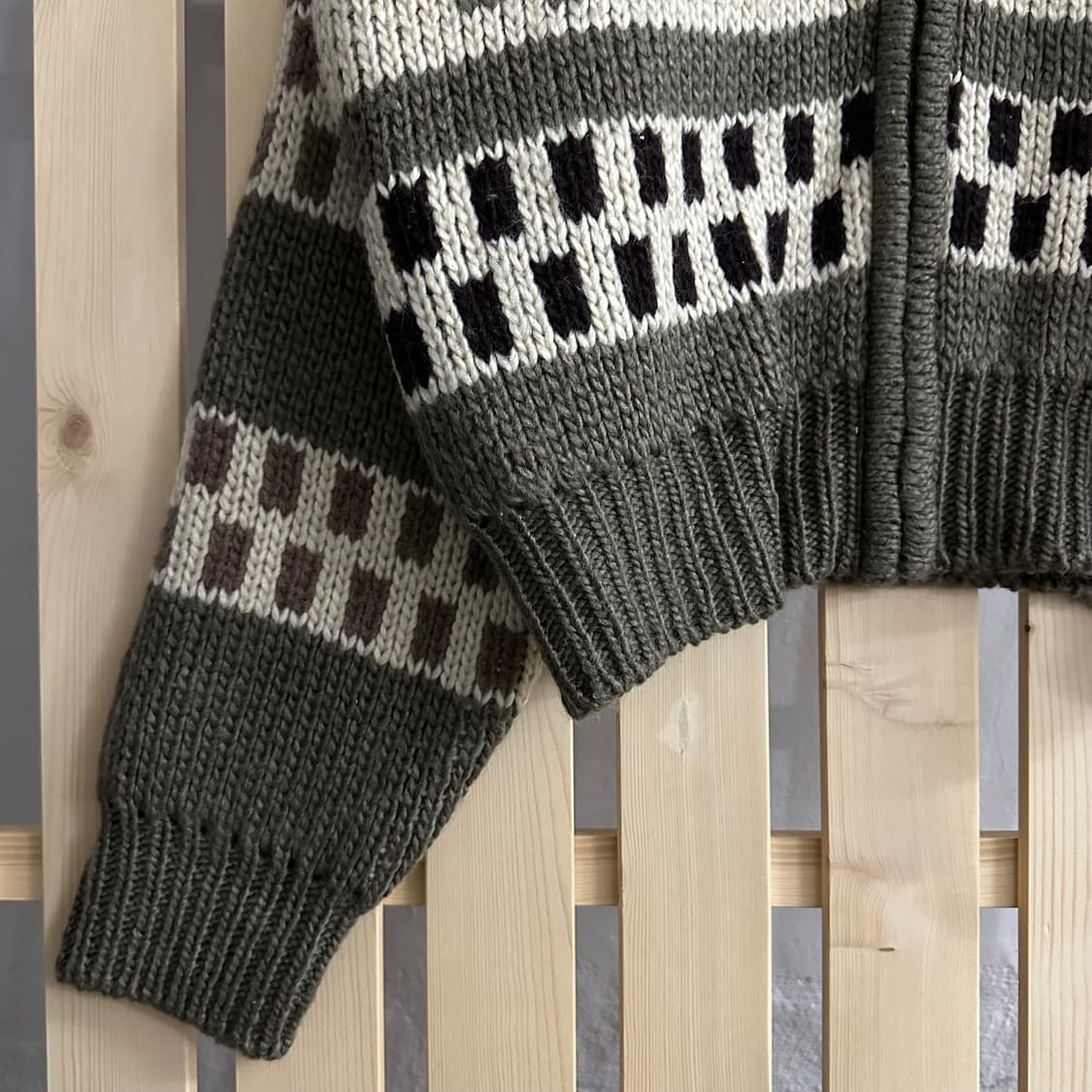 (M) 더오픈프로덕트 자카드 니트 후드집업 상품이미지3