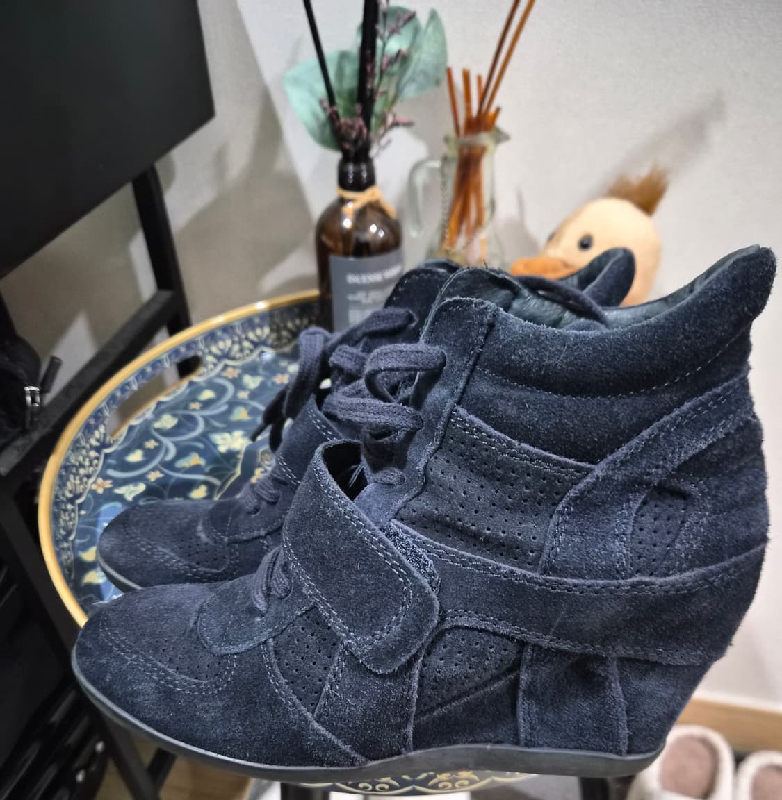Ash bowie suede navy  웨지힐 상품이미지1
