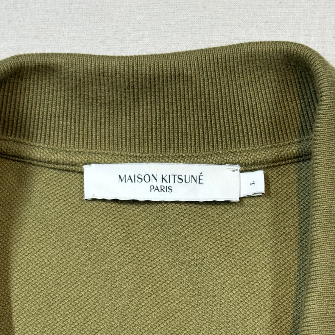 L) 메종키츠네 폭스 헤드 반팔 카라티 올리브 상품이미지6